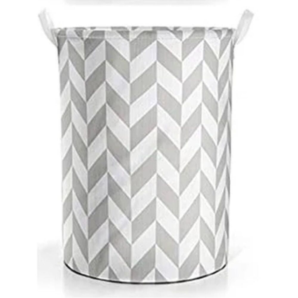Glampers Gray and white Chevron Fabric Laundry Hamper - Home Accents
